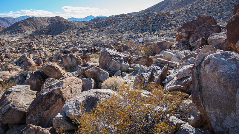 Climbing over the rocky ridge between the 2 canyons