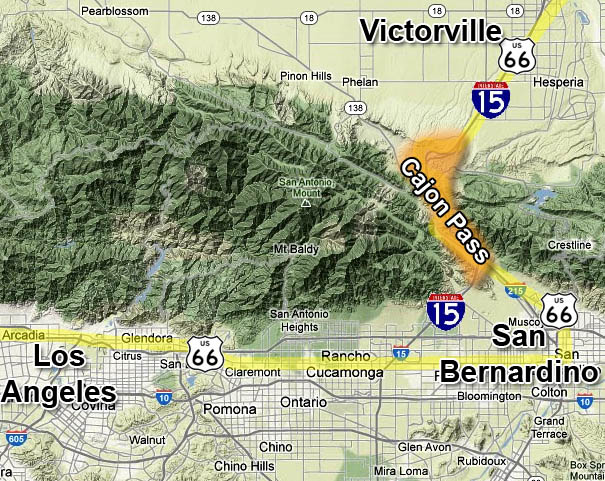 Location of the Cajon Pass