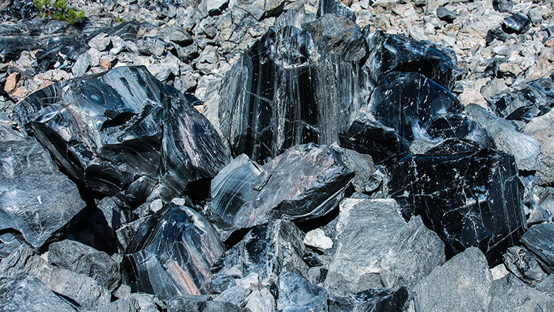 Obsidian: natural glass spewed out of Newberry Caldera