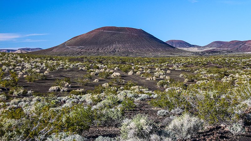 Aiken Mine Road passes by many cinder cones