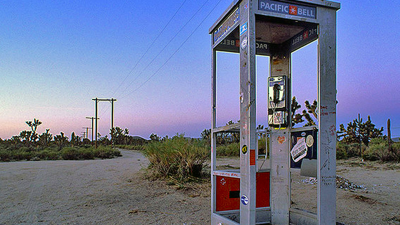 The Mojave Phone Booth along Aiken Mine Rd