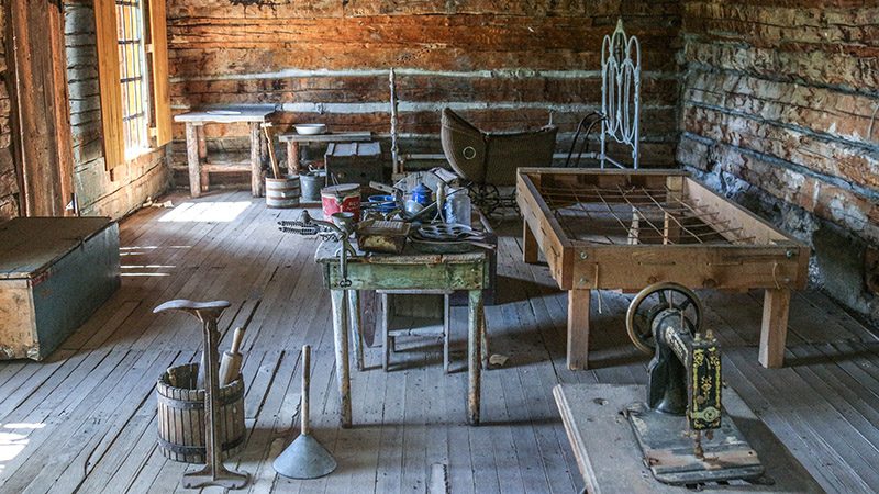 Inside the cabin at the Silver King Mine