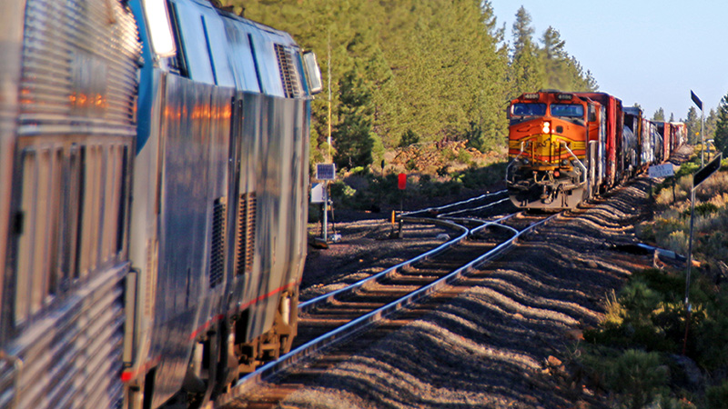 We meet a southbound BNSF freight train