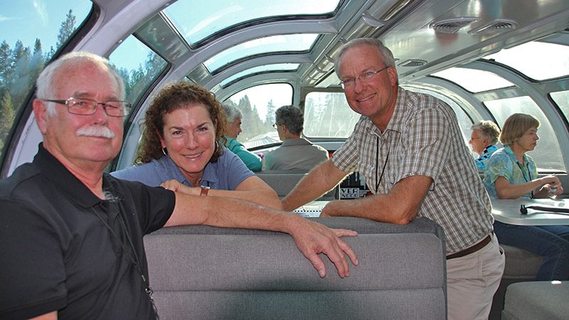 The authors and their cousin in the dome car