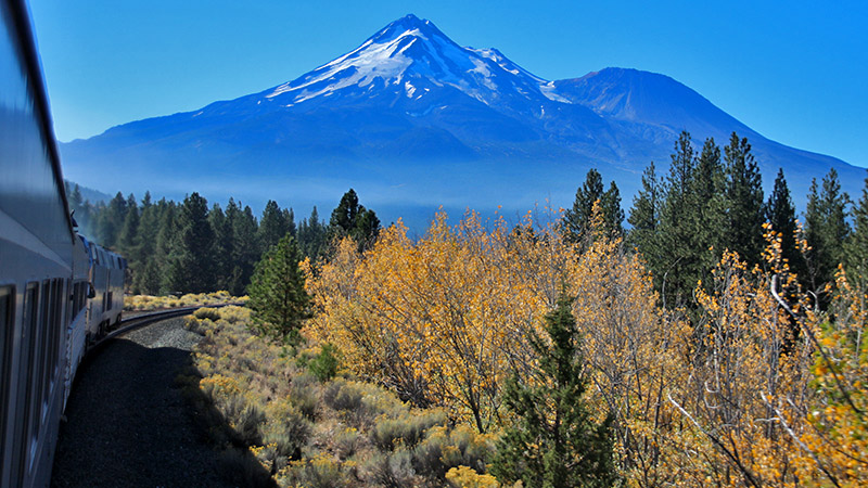 Approaching Mt. Shasta on the SP mainline