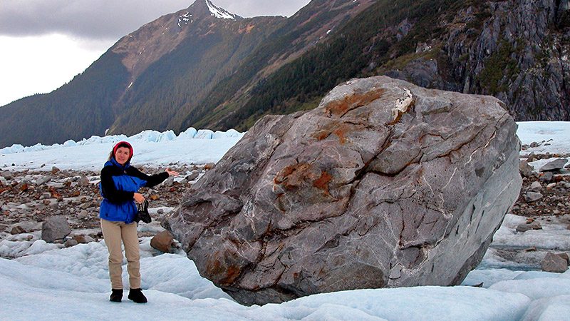 What those black stripes on glaciers are made of