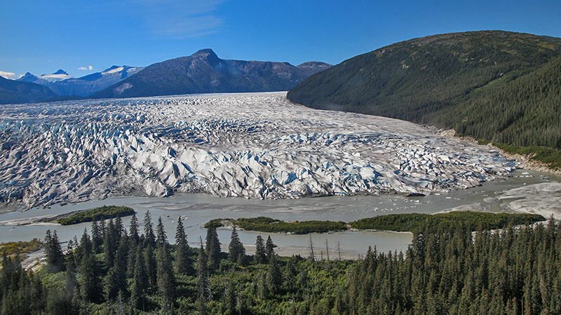 The 4-mile wide toe of the Taku Glacier